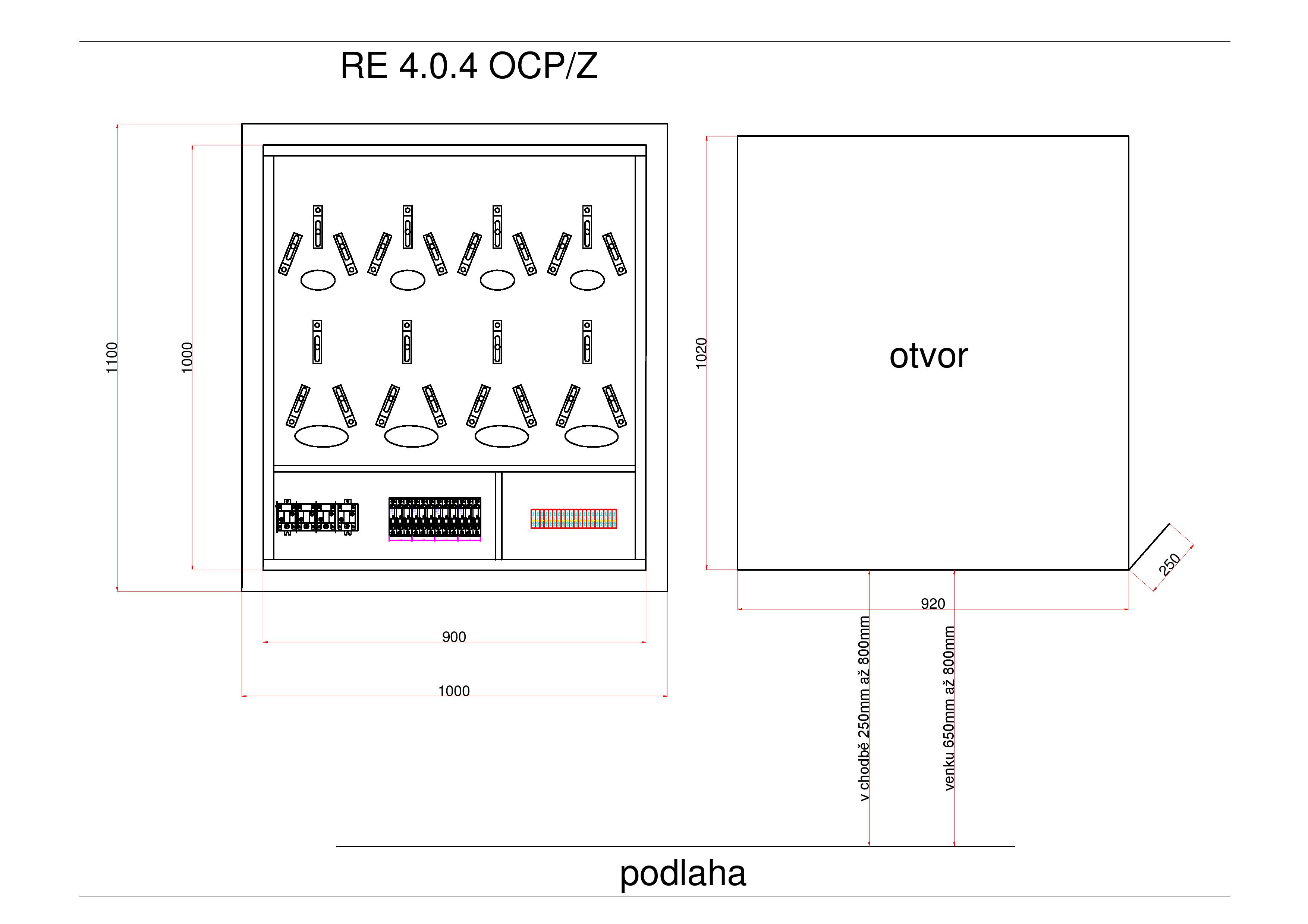 Elektroměrový rozvaděč RE 4.0.4 OCP/Z